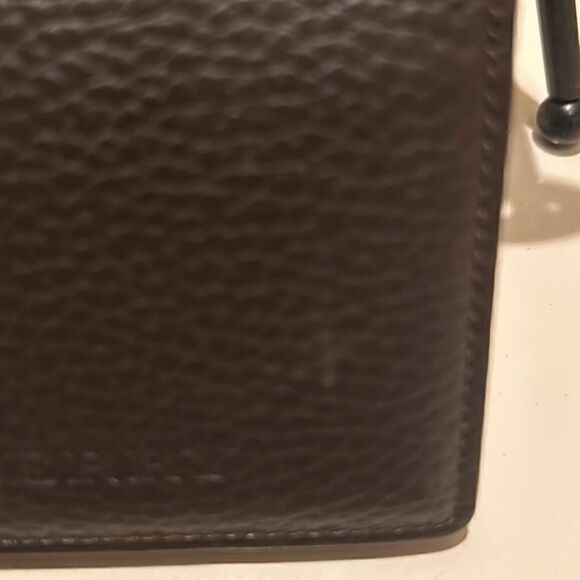 Burberry Unisex Bifold Card Case Coin Pouch Brown Pebbled Leather Minimalist - Picture 2 of 12